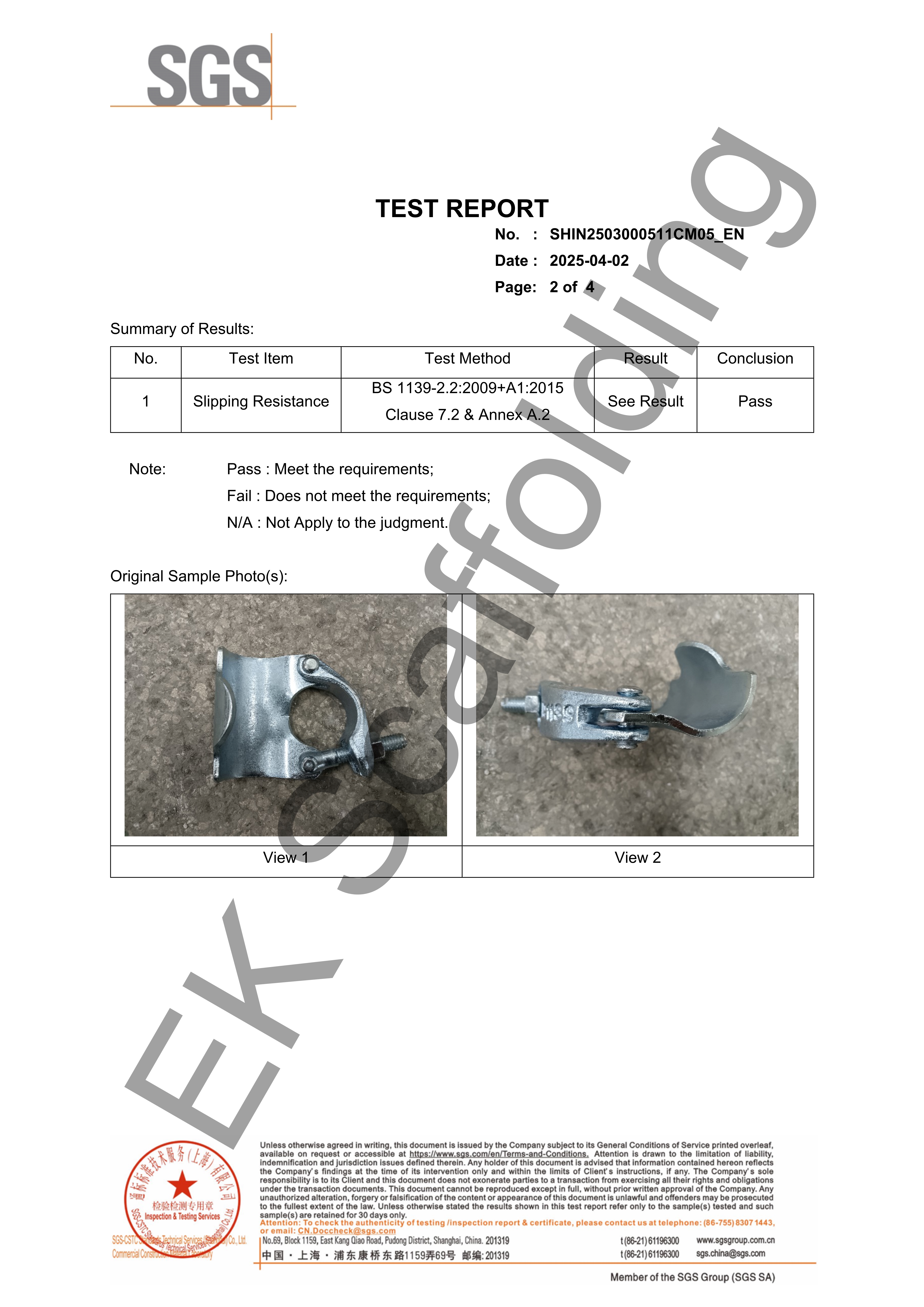 Putlog Coupler Laporan SGS 